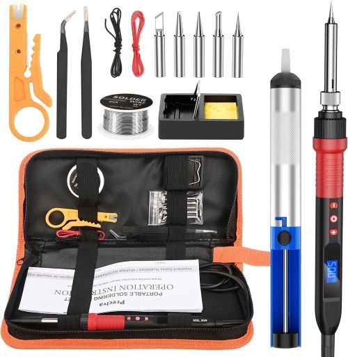 Soldadores de Estaño,Preciva 80W Kit de Soldadura Digital con Pantalla LCD