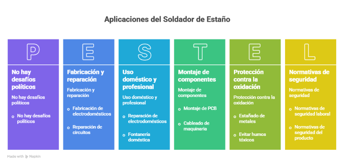 infografía Aplicaciones específicas del soldador de estaño